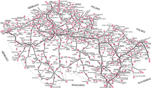 Železniční mapa ČR k jízdnímu řádu 2003/2004