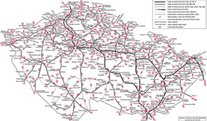 Železniční mapa k jízdnímu řádu 2004/2005
