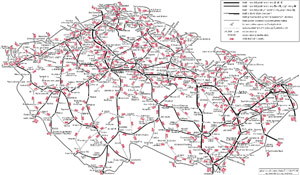 Železniční mapa k jízdnímu řádu 2007/2008