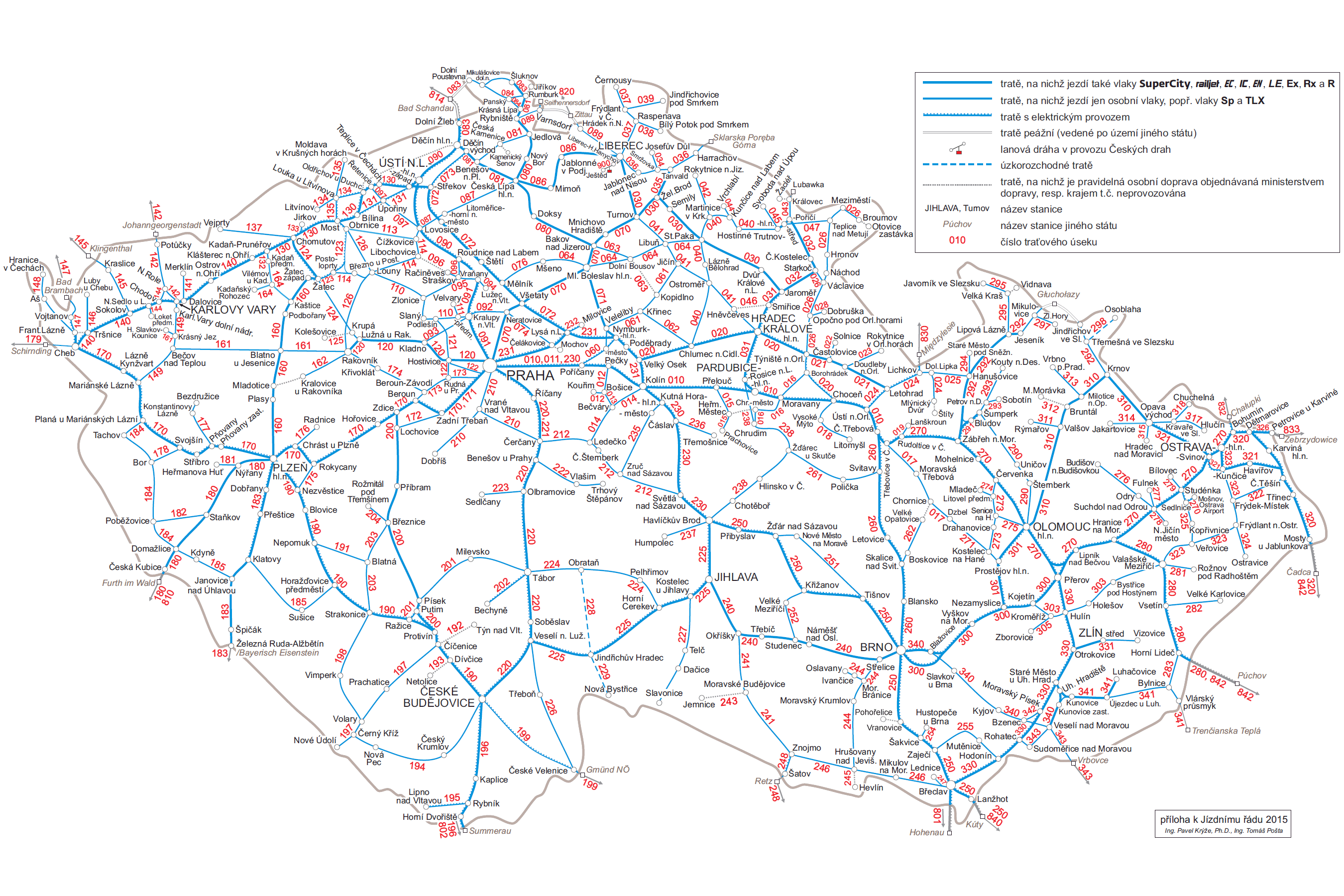 Železniční mapa České republiky - příloha k jízdnímu řádu 2014/2015