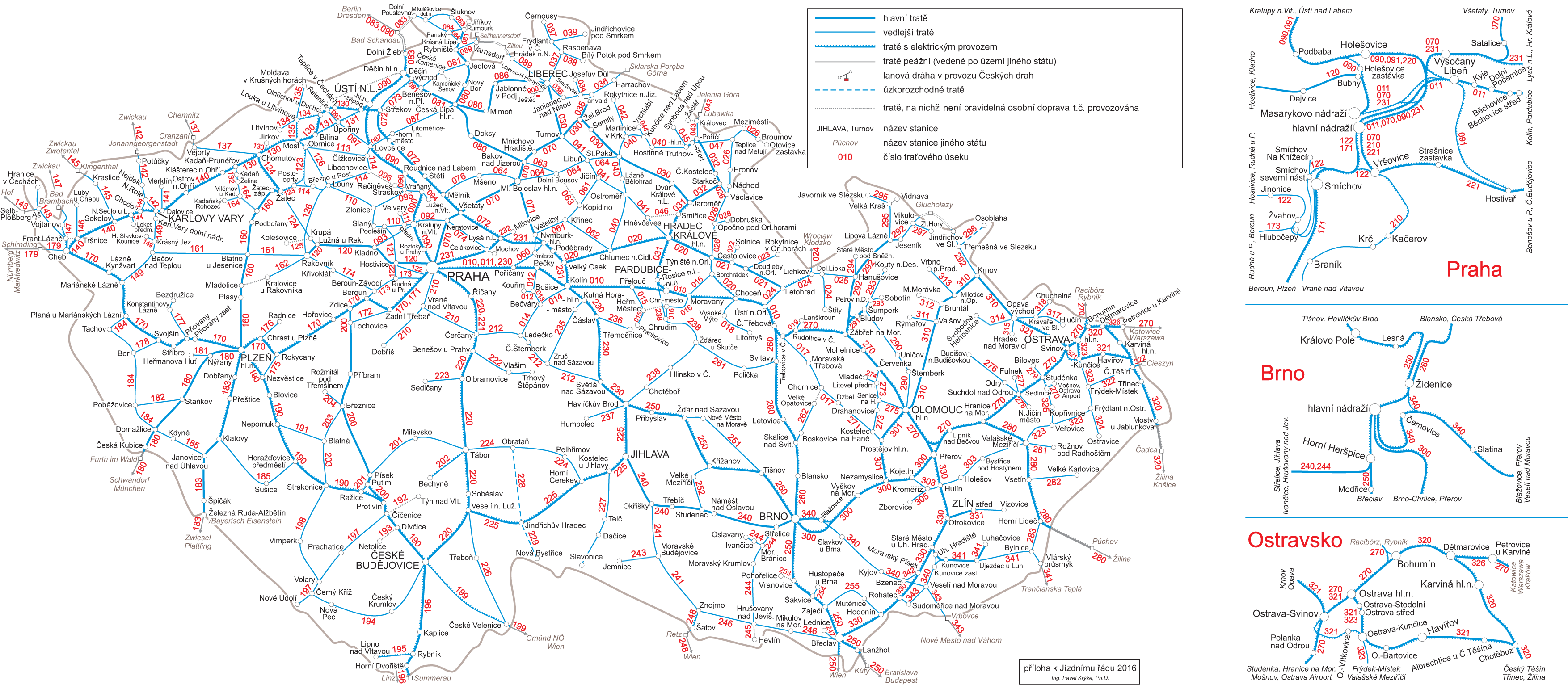 Železniční mapa České republiky - příloha k jízdnímu řádu 2015/2016